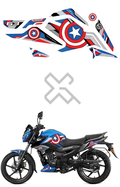 Raider 125 Half Body Sticker | Raider 125 Captain America Sticker